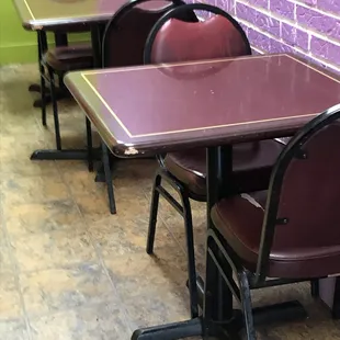 empty tables and chairs