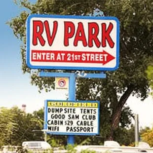 One of the signs at the entrance to Goldfield RV Park/Campground