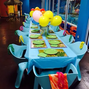 Birthday party setup.