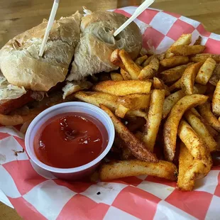 Polish sausage with space dust fries. Yummmmmm!