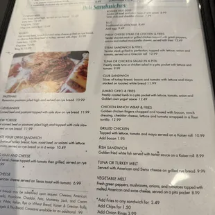 menu