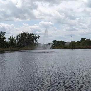 The fountain in the pond