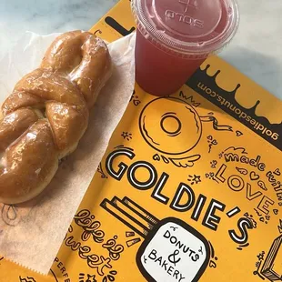 Dragon Fruit Cold Refresher &amp; Glazed Braided Donut