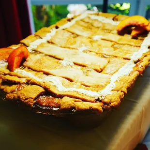 Try our delicious homemade peach cobbler !