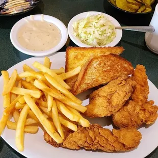 Chicken tenders w/ fries and cole slaw