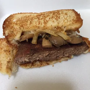 This is their version of a "patty melt", this one has added mushrooms.