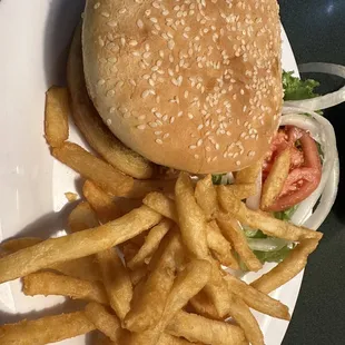Hickory burger with fries