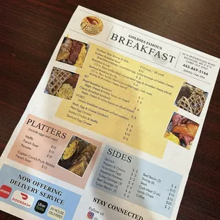 Breakfast menu