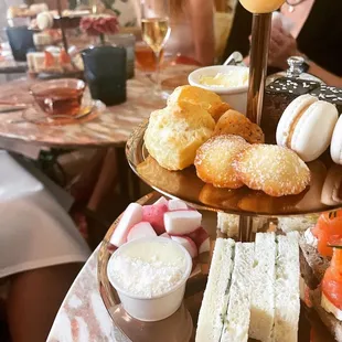 Some madelines, macarons, finger sandwiches and other delightful treats for our afternoon tea