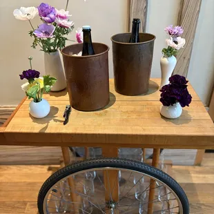 Champagne cart outside the entrance