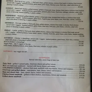 Menu. I spoke with the server, and most lunches on Friday are still only $10, it's just the Catfish that is $12.