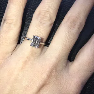 Prong repair, palladium dip, sizing and cleaning. She sparkles once again :)