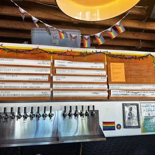the beer selection on the wall