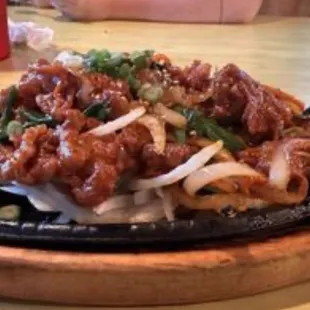 Chicken bulgogi which was so fresh it was sizzling.