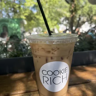 Iced coffee with cookie milk