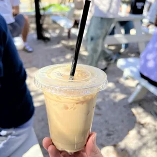 Ice oat milk latte small