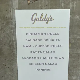 menu