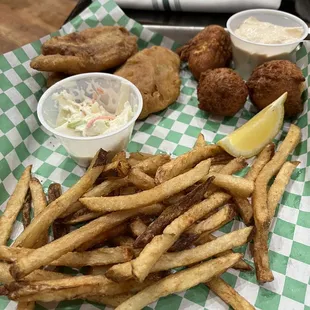 Lenten fish fry  --  3 nice size fried fish, great French fries, 3 hush puppies.  Service and food was great.