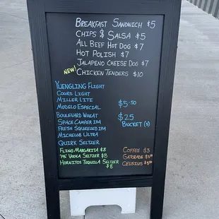 Drink menu