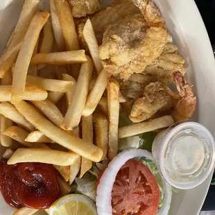 Fish and shrimp plate