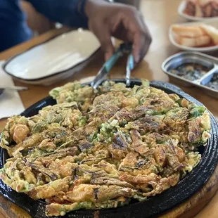 Delicious seafood pancake