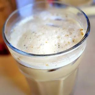 a closeup of a drink in a glass