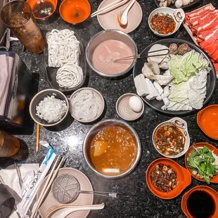 Tom Yum base (bottom) and Tonkatsu base (top)