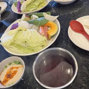 a variety of dishes on a table