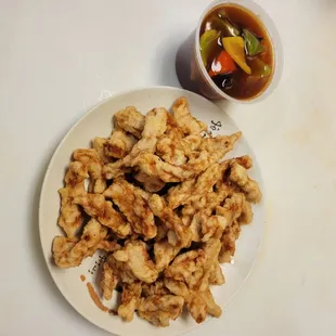 a plate of fried food