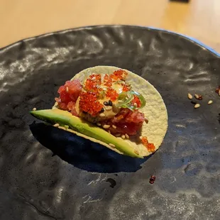 Sushi atop a Pringle