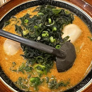 Wakame tan tan ramen with an extra egg!