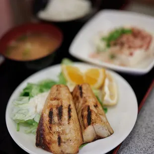 two plates of food on a table