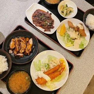 Chicken Teriyaki &amp; Deep Fried Shrimp, Beef Yakiniku &amp; Panko Spanish Mackerel @lesminaddio
