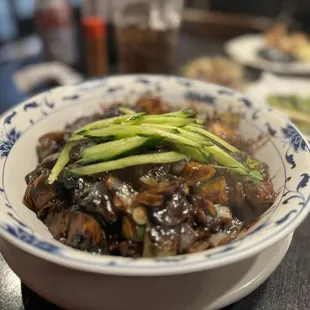 Jjajang Mien, this is a wonderful dish if you have never had it. Really a staple. It's black soy bean sauce with noodle