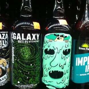 a variety of beer bottles