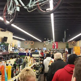 Busiest day I have ever seen at the liquor store. Parking lot is full, a line out the door to check out