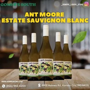 Ant Moore Estate Sauvignon Blanc is now available at Gomer's South in Kansas City, MO.