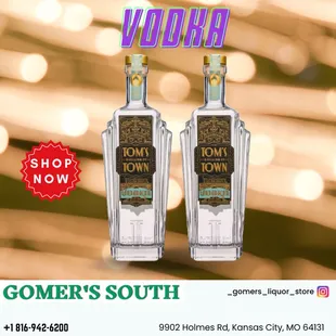 Gomer's South offers a diverse range of vodka options, including classic varieties and artisanal blends from top distilleries around