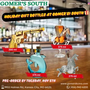 Explore our selection of holiday gift bottles, now available at Gomer's South in Kansas City, MO.