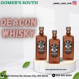 Deacon Whiskey is now available at Gomer's South in Kansas City, MO.
