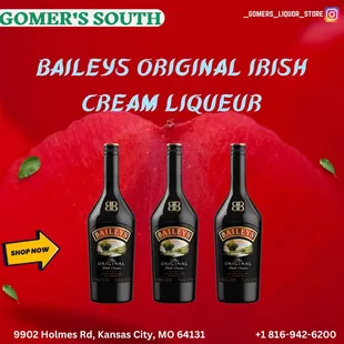 Gomer's South in Kansas City, MO, carries Baileys Original Irish Cream Liqueur, perfect for any occasion.