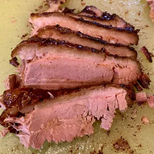 Look at this gorgeous brisket.  We had to just stare at it a bit before we ate it!