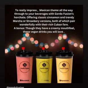 THE ORIGINALS 
OUR SIGNATURE DAIRY FREE HORCHATAS CROWDS FAVORITES FOR OVER 10 YEARS