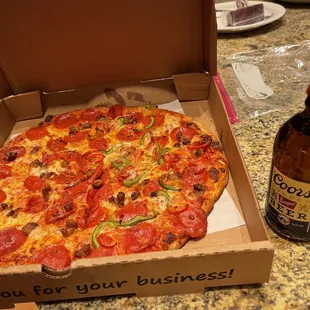 Take away: Killer pizza and frosty Coors at home. Thanks Gondola!