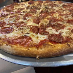 Pepperoni and bacon pizza