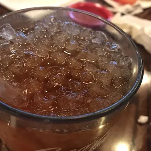 Iced tea (not sweet because we are from the North) with the "good" ice. Win! :-)