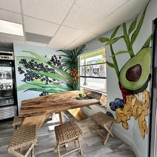 Front community table seating.