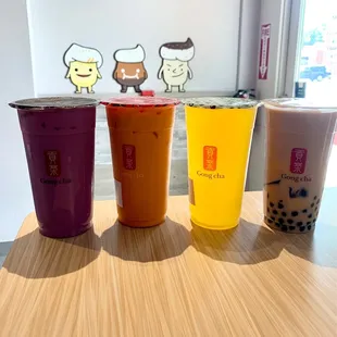 Purple Sweet Potato Green Tea Latte Cold, Thai Tea Lattee, Passionfruit Green Tea Cold, Earl Grey Milk Tea with 3Js Cold