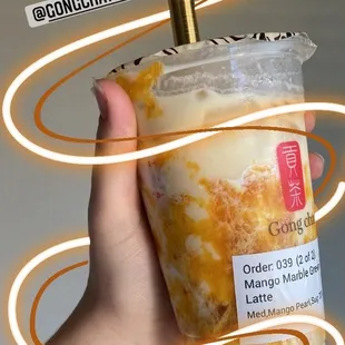 Mango marble green tea latter