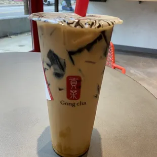 Brown Sugar Milk Tea with herbal jelly, Large size.